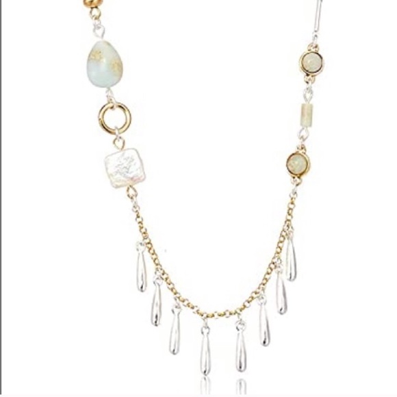 Lucky Brand Long Pearl And Amazonite Necklace - Picture 1 of 7